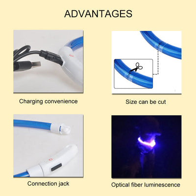 USB Rechargeable Pet Luminous Collar Three Flashing Modes