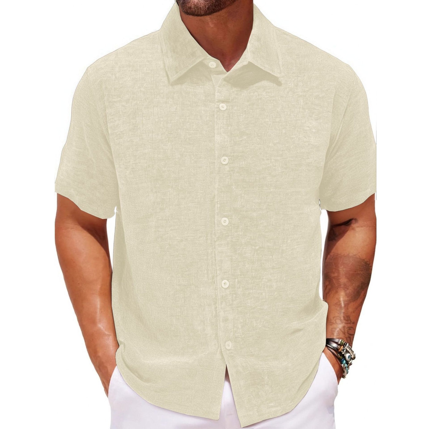 Gold Velvet Fabric Square Collar Casual Short Sleeve Shirt