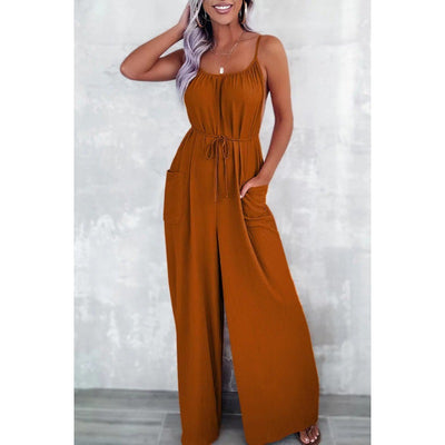 Women's Loose Pockets Suspender Jumpsuit