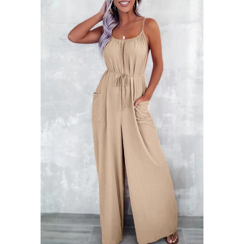 Women's Loose Pockets Suspender Jumpsuit