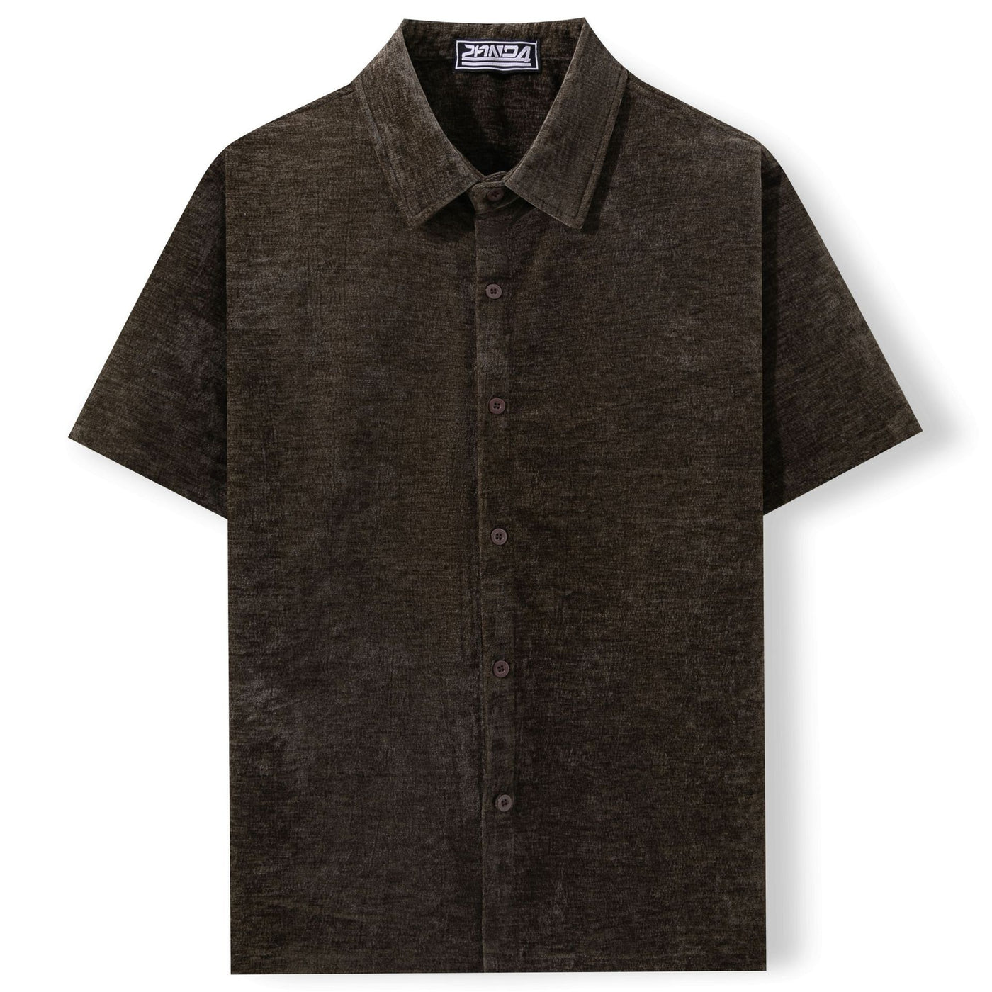 Gold Velvet Fabric Square Collar Casual Short Sleeve Shirt