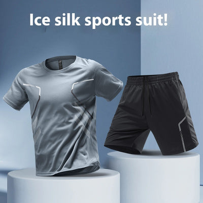 Sportswear Suit Men's Ice Silk Summer Running Short Sleeve